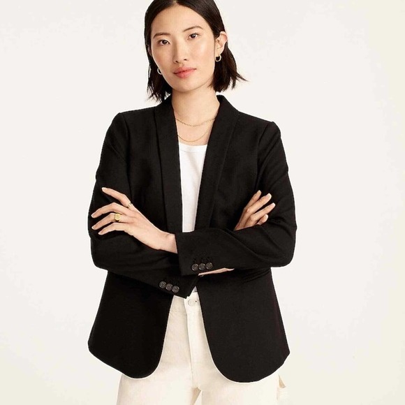 J.CREW Jackets & Blazers - J. Crew Women's Parke Blazer in Black Stretch Wool Lined Career Work Size 12